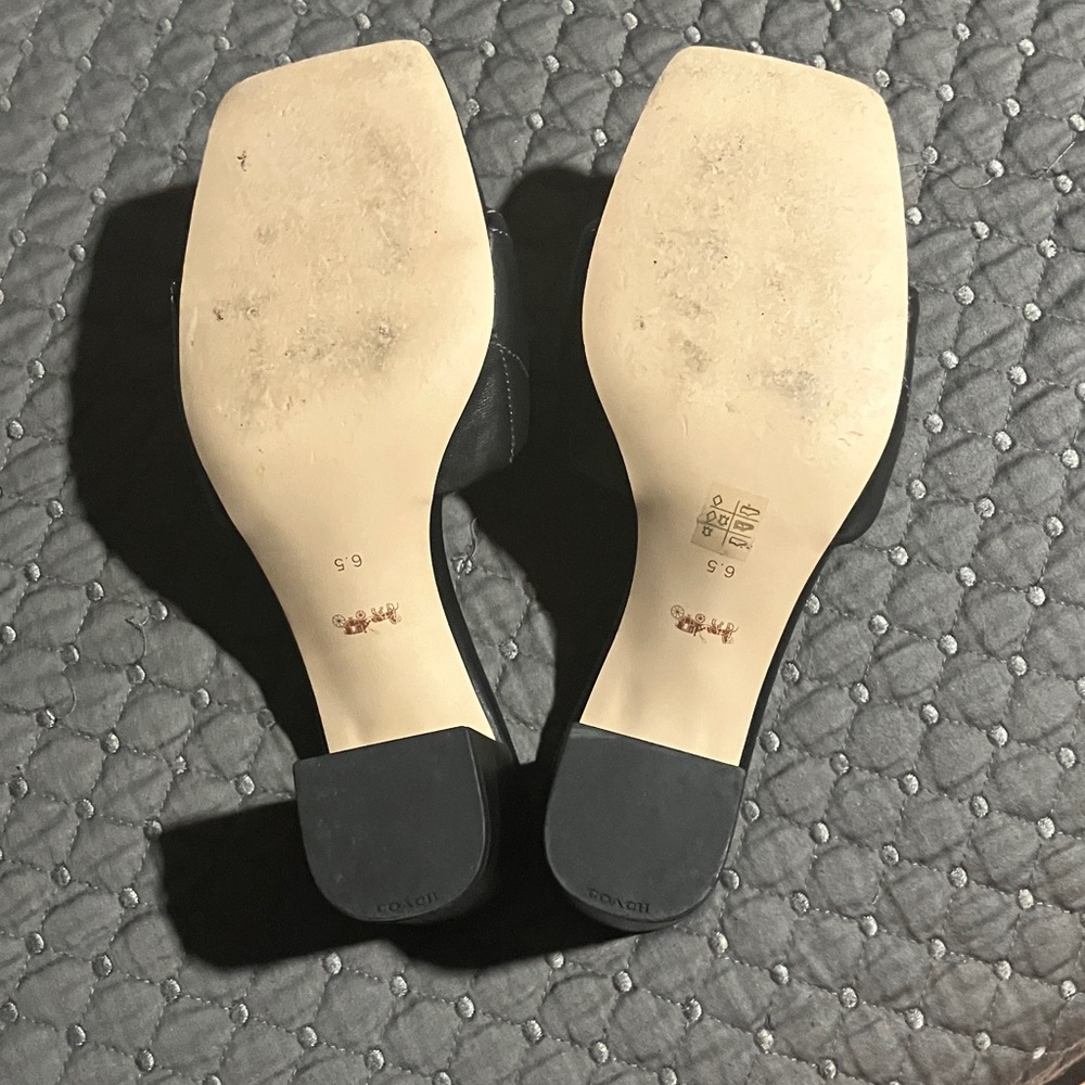 Coach Black Quilted Mules with Gold Accent - Picture 7 of 10
